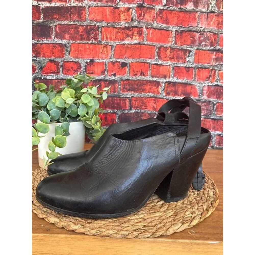 RAG & BONE Kenny Leather Ankle Strap Black Clogs Shoes